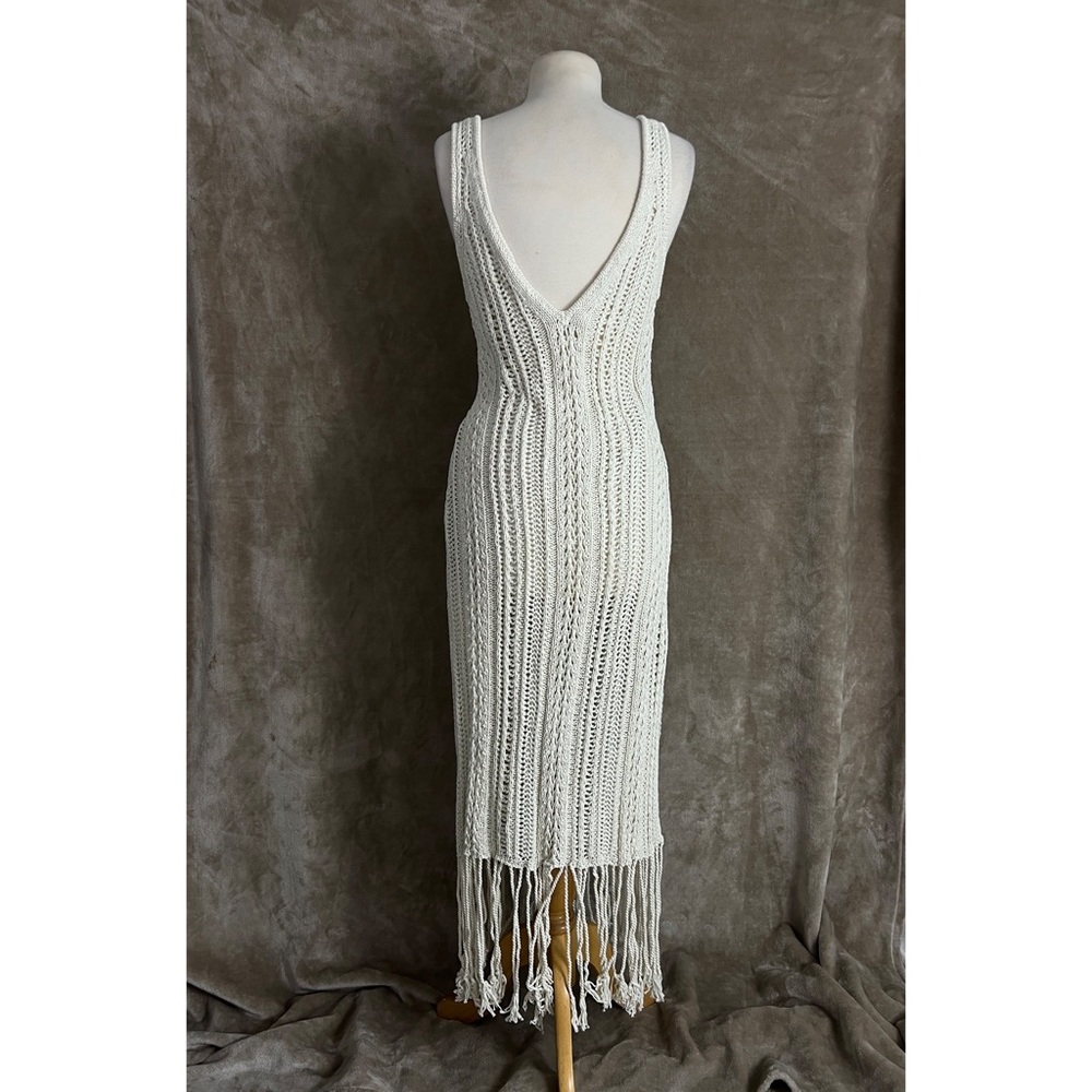 Jonathan Simkhai Ivory Kamilah Crochet Fringe Tank Midi Dress Small NWOT - Picture 10 of 13